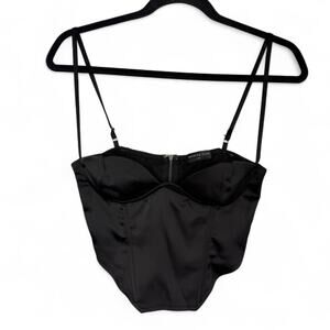 White Fox Black Satin Corset Bustier Top XS NWOT – Y2K Night Out Clubwear